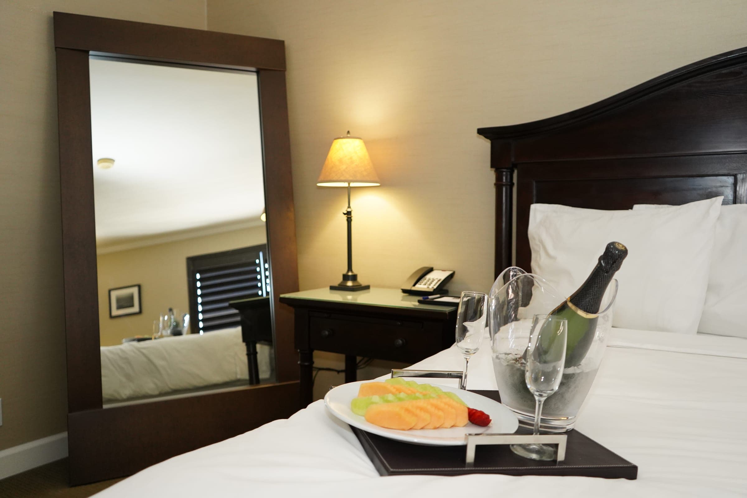 A king suite at The Cupertino Hotel